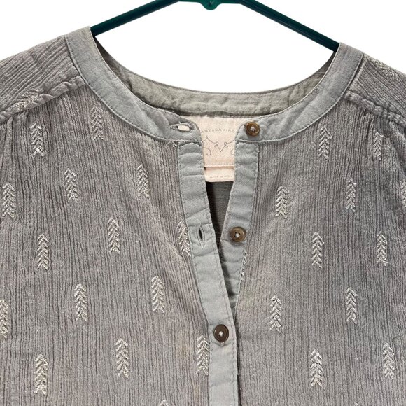 Anthropologie Vanessa Virginia Sleeveless Top Button Down Metallic Embroidery 8 - Picture 2 of 11